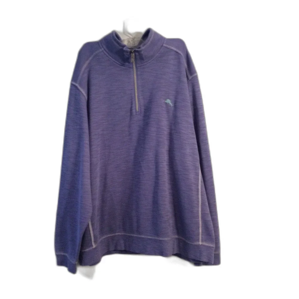 TOMMY BAHAMA TOBAGO BAY 1/4 ZIP PULLOVER W/LOGO, PIMA COTTON, XXL purple